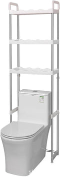 SIDIANBAN 3-Tier Over The Toilet Storage Shelf, Freestanding Bathroom Space Saver Organizer with 3 Hooks, Multipurpose Above Toilet Rack for Bathroom, Restroom, Laundry (3-Tier)