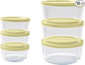 12-Piece Glass Food Storage Containers Set (6 Containers + 6 BPA-Free Lids) | 2-Cup & 4-Cup, Leakproof | Microwave, Freezer, Oven & Dishwasher Safe | Ideal for Meal Prep & Pantry Organization, Yellow