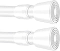 2 Pack White Tension Rods, 53"-98" Adjustable Shower Curtain Rods, Heavy Duty No Drilling Rod, 11lbs Max Load, 1.2" End Cap, 19/22mm Tube, Metal, for Bathroom, Window, Bedroom, Doorway, Closet