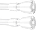 2 Pack White Tension Rods, 41"-75" Adjustable Shower Curtain Rods, Heavy Duty No Drilling Rod, 11lbs Max Load, 1.2" End Cap, 19/22mm Tube, Metal, for Bathroom, Window, Bedroom, Doorway, Closet