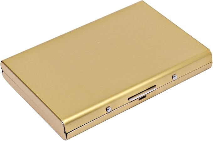 Gold Stainless Steel Credit Card Holder | Slim Metal Wallet for Cards and Cash, RFID Blocking, Compact Business Card Case, For Women and Men