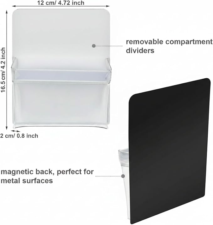 TecUnite 2 Pcs Magnetic Pouch Magnetic Pockets for Classroom | Dry Erase Marker Holder for Whiteboard, Pen Holder for Refrigerator Fridge, Locker Accessories, White Pens Storage Organizer