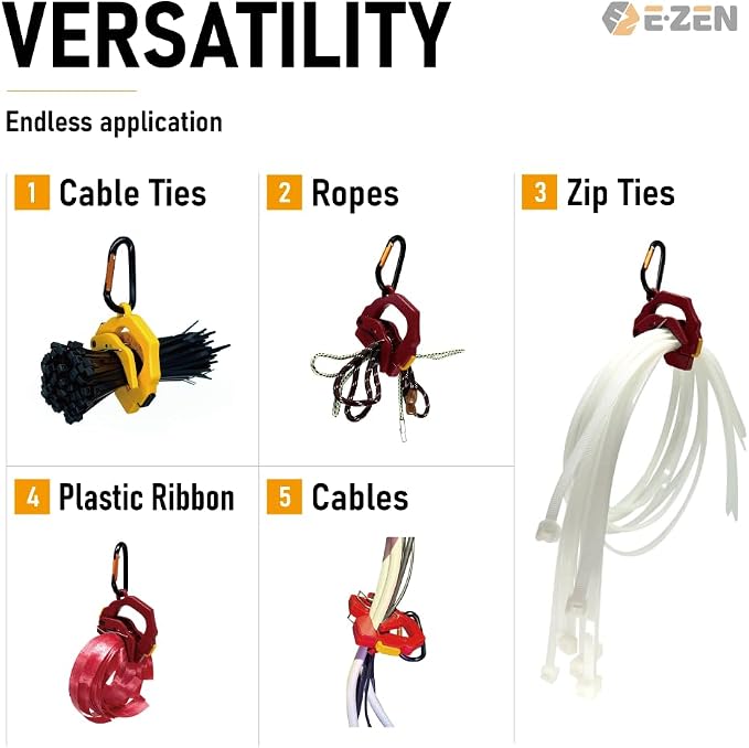 One Touch Cable Tie Holder/Zip Tie Organizer (Yellow)