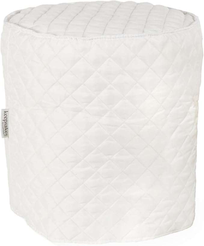 Covermates Keepsakes Round Appliance Cover – Quilted Kitchen Appliance Cover for Countertop Storage – Dust Protection – Stain Resistant – Washable – Slip-On Appliance Design, Cream