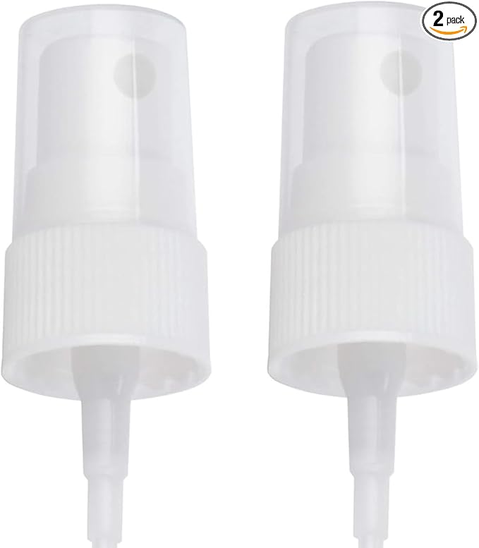 OAK & SAGE 2 White Fine Mist Spray Caps with 6.75” Dip Tube (.16 cc Output) - 24/410 Cap Size - 2 Total