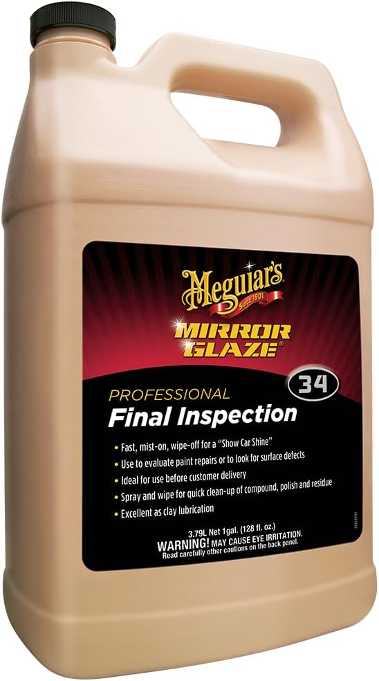 Meguiar's Professional Final Inspection Mist & Wipe M3401 - Quickly and Gently Remove Prints, Dust, and Smudges Leaving a Showroom Quality Shine - Safe as a Clay Bar Lubricant, 128 Oz, 1 Gallon