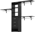 iSunirm 8FT Closet System, 96'' Closet Organizer System with 3 Hanging Rods, Wall Mount Bedroom Wardrobe with 3 Drawers Walk-in Closet, Adjustable Cloth Garment Rack from 5 to 8FT (Cut to Fit), Black