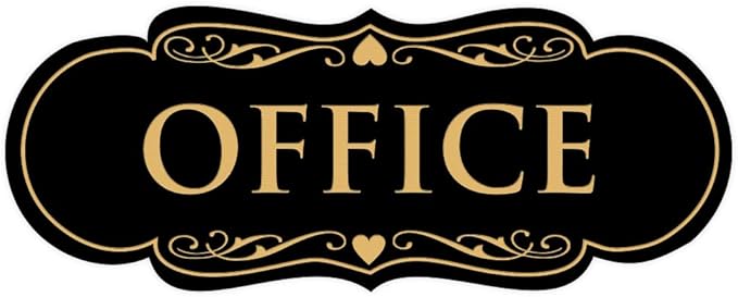 All Quality Designer Office Sign | Easy Installation ‌ - Black/Gold - Small (1 Pack)