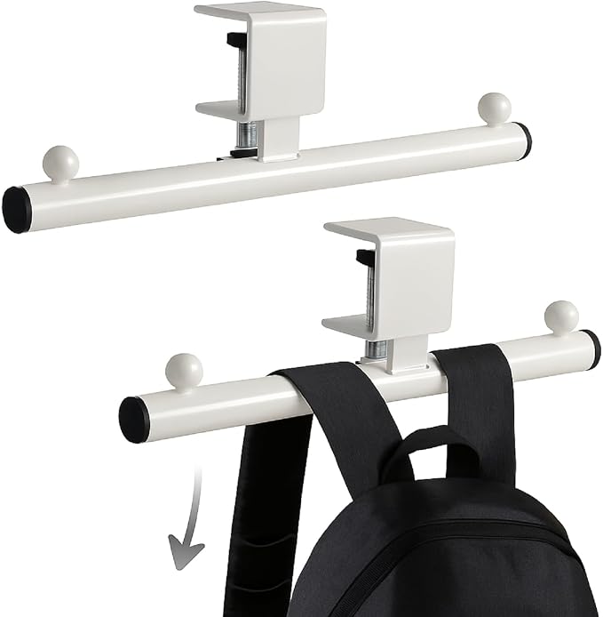 Geelin 2 Pcs White Heavy-Duty Bag Hook for Desk or Table Bag Hanger Backpack Holder Purse Hook Table Handbag Hanger Organizer Storage Under Desk for Office Classroom Dorm Accessories