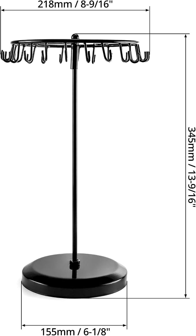 QWORK Spinning Jewelry Tree Display Stand, Jewelry Organizer with 23 Hooks, Black