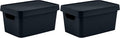 Simplify Small Vinto Storage Box | Click Tight Lid | Dimensions: 9.76" x 6.69" x 4.84" | Stackable | Home Organization | 2 Handles | Black (Pack of 2)