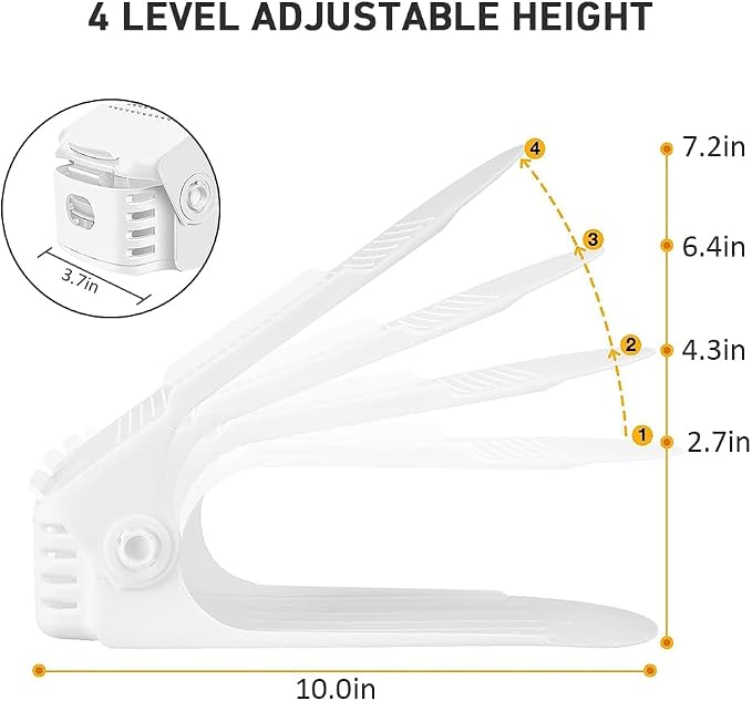 Shoe Slots Organizer 36 Pack - Shoe Organizer Space Saver 50%,Adjustable Thickening Shoe Stackers for a pair of Shoes,Shoe Storage Shoe Rack Holder for closet organization,organizador de zapatos,White