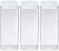 Silicook Clear Plastic Jar, Set of 3-40oz, Square Shaped, Transparent, Food Storage Container, Kitchen & Household Organization for Dry goods, Spices, Vegetables, Ingredients and More