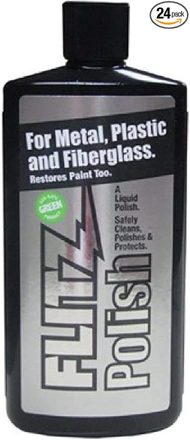 Flitz Multi Purpose Metal Polish Liquid - 7.6oz Bottle of USA-Made Tarnish Remover - For Aluminum, Chrome, Brass, Nickel, Silver - Non-Abrasive Metal Cleaner and Polish, Restorer (24 Pack)
