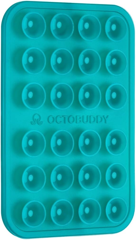 OCTOBUDDY Classic - Silicone Suction Phone Case Adhesive Mount - Hands-Free, Strong Grip Holder for Selfies & Videos - iPhone & Android Compatible - 2.25″ x 3.25″, Turquoise