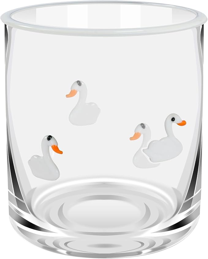 14 Ounce Icon Juice Glasses, Aesthetic Cocktail & Old Fashioned Drinking Glasses, Iconic Clear Glass Cups for Women, Sister, Friend & Party Gifts (Swan)