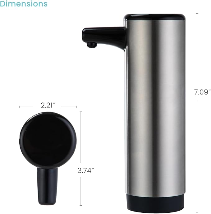 Home Zone Living Foaming Hand Soap Dispenser | Stainless Steel Outer Cover, Refillable Pump for Kitchen and Bathroom Sinks, Silver