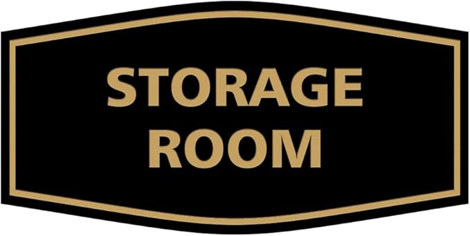 Signs ByLITA Fancy Storage Room Sign (Black Gold) - Large 2 Pack