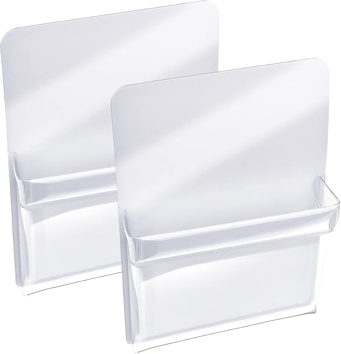 TecUnite 2 Pcs Magnetic Pouch Magnetic Pockets for Classroom | Dry Erase Marker Holder for Whiteboard, Pen Holder for Refrigerator Fridge, Locker Accessories, White Pens Storage Organizer