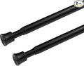 KXLife Tension Curtain Rod Adjustable 17-28", Small Spring Rod, 2Pcs | Black, No Drilling, Expandable Spring Loaded, Suitable for Window, Kitchen, RV, Camper, Refrigerator