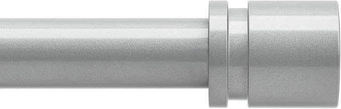 Byondeth Curtain Rods for Windows 16 to 88 Inches Adjustable Length 1 Inch Diameter Window Curtain Rod with Aluminium End Cap, Silver Gray