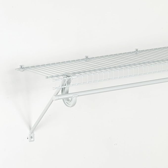 ClosetMaid SuperSlide Ventilated Shelf Kit with Closet Rod, 6" H x 48" W x 12" D, White, 2-Pack