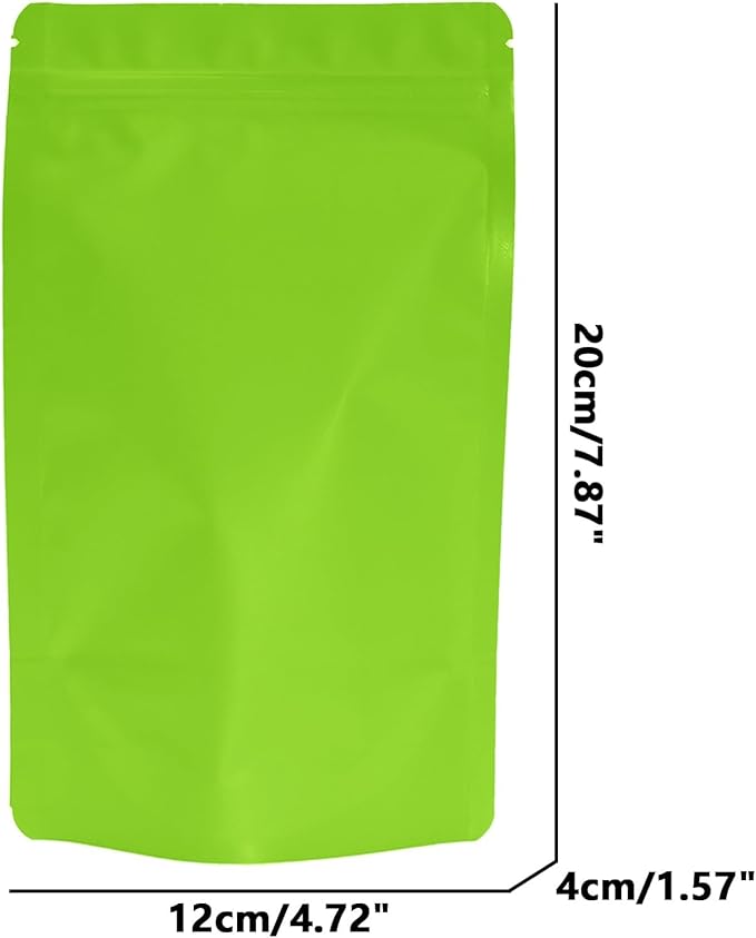 100PCS Smell Proof Resealable Pouch Bags,ULIFESTAR Aluminum Foil Flat Food Storage Bag,Sealable Pcsaging Zipper Pouches with Tear Notches for Pcsaging Lipgloss,Jewelry,etc(12*20cm/4.72*7.87",Green)