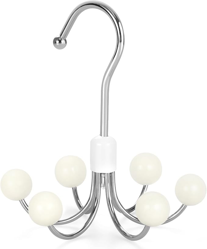 TOPIA HANGER Hoodie Hangers with 6 Wood Balls, 360°Swivel Purse Hanger, Scarf Hanger, Closet Hooks, Handbag Organizer, Bra Hanger, Accessory Organizers for Scarf, Tanktop, Hat, Hoodie CT56W