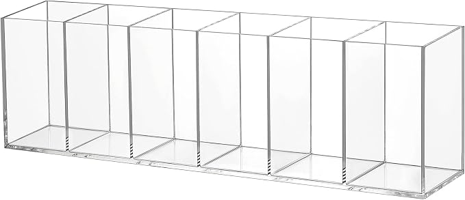 Jetec 6 Compartments Acrylic Pen Holder, Pencil Makeup Brush Holder(Clear) | Stationery Organizer Pencil Holder, Office Supplies, Clear, Acrylic, Desk Accessory Cosmetic Brush Countertop Desk Home