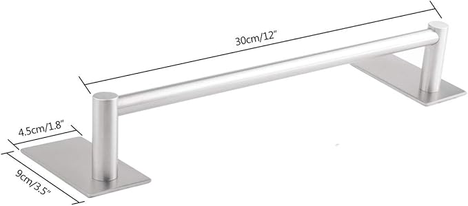 Bathroom Towel Bar Towel Holder,ULIFESTAR Strong 3M Self Adhesive Hand Towel Holder,Wall Mounted Stainless Steel Towel Rack for Bathroom,Kitchen Dish Cloths Hanger,Brushed Nickel (12'')