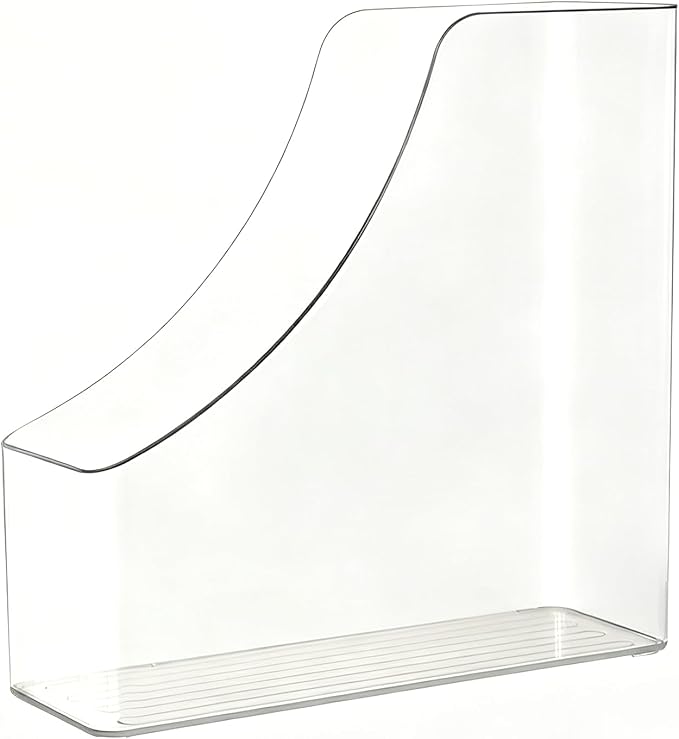 1 Pack Vertical File Holder Clear PET Desk Organizer and Storage Bins Holding for Magazines Binders Notebooks Envelopes File Organizer for Desk Multi-Purpose Document Organizer Work Desktops