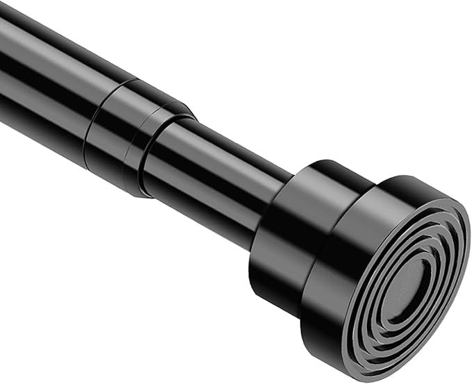 Tension Curtain Rod Adjustable 33 to 56 inch Small Spring Tension Curtain Rod No Drilling, Closet Rod for Windows, Door, Wardrobe, Black