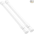 2 Pack Small Tension Rod 12 to 19 Inch Adjustable Tension Curtain Rod Mini Closet Spring Rod No Drilling Short Tension Rods for Windows, Cupboard, Kitchen Cabinets, White