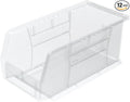 Akro-Mils 30230 AkroBins Plastic Storage Bins, Space-Saving Stackable Bins for Garage, Pantry, Craft Organization, 11" x 5" x 5", Clear, 12-Pack