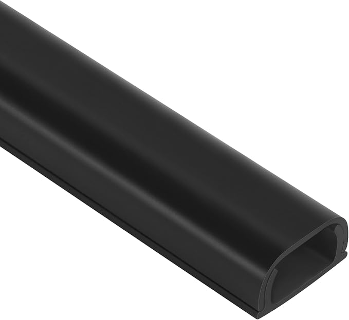 ZhiYo Wire Covers for 2 Cords, 43.7in Cord Hider on Wall Mounted, Black Cord Cover Kit, TV Cable Cover Cable Concealer for Extension Cord, Ethernet Cable, Speaker Wire, 0.7in(W) x 0.4in(H)
