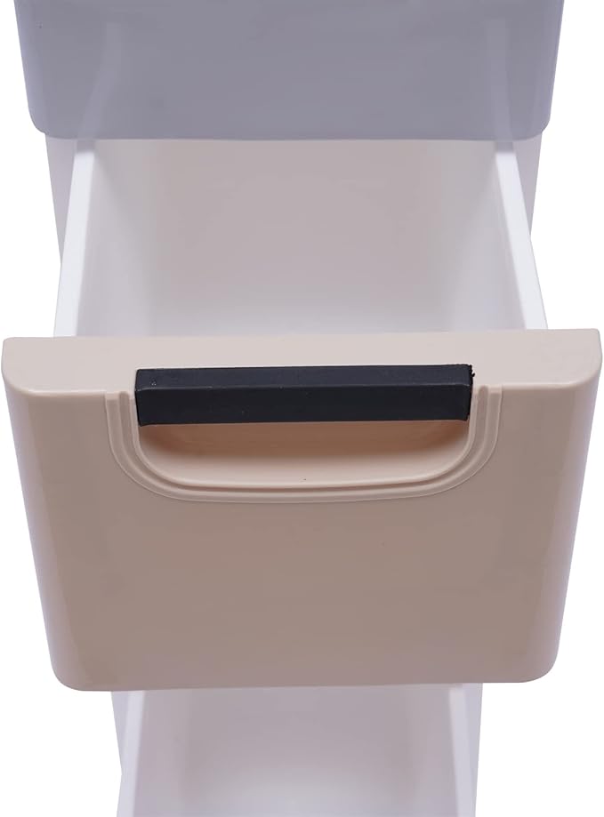 Plastic Stackable Storage Cart 5 Drawer Containers Storage Organizer Unit Mobile Stacking Bins [Multi Color A 7.9"x15.7"x33.1"]