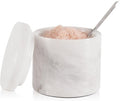 Marble Salt Cellar 3 Inch White Flaky Salt Containers for Countertop - Sugar Bowl With Lid, Salt Holder, Spice Jars, Salt Box for Seasoning Storage Container, Salt Dish for Kitchen Decor