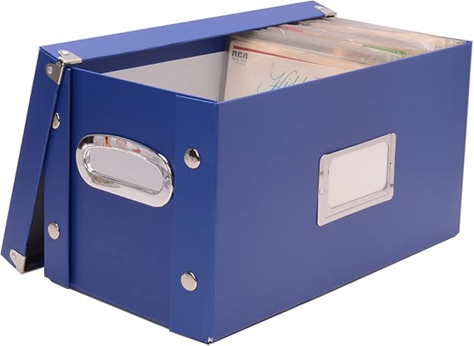 Snap-N-Store Vinyl 45 Record Box, for 45 RPM Vinyl Storage, 8.25 x 7.5 x 14.5 Inches, Classic Blue, SNS02418