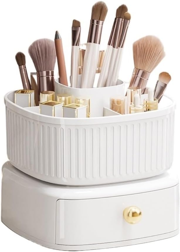 Makeup Organizer Home Desktop Light Luxury Storage Box Living Room Bedroom Large Capacity Storage Bucket Plastic Advanced Multi-functional Cosmetics Storage Box for Jewelry Hair Accessories Skincare O