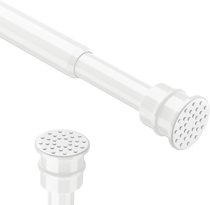 No Drill Tension Curtain Rods 28 to 48 Inch White Small Curtain Rod Adjustable No Drilling for Window,Kitchen,Closet,Doorway,Bedroom