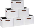 GhvyenntteS 6 Pack Large Fabric Storage Bins with Handles, 15x11x9.6 Inch Storage Baskets for Shelves, Foldable Closet Storage Bins for Shelves, Closet Organizers and Storage Boxes, White