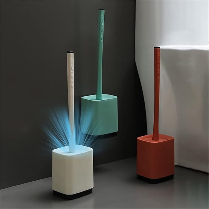 Toilet Brush 2 Pc Toilet Brush Long Handle Soft Rubber Toilet Cleaning Brush with Base Bathroom Cleaning Tool Home Bathtub Accessories Sets Bathroom Toilet Brush Holder (White) (White)