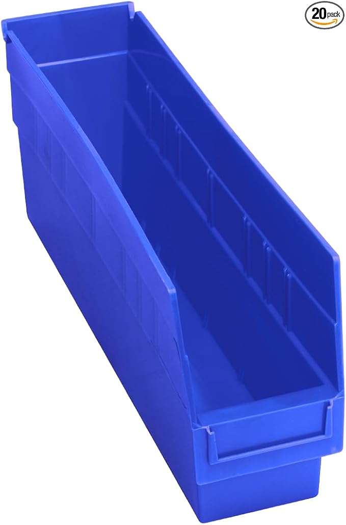 Quantum Storage QSB203BL STORE-MORE Part Organizer Blue Bins 18" L x 5" W x 6" H 20 Pack