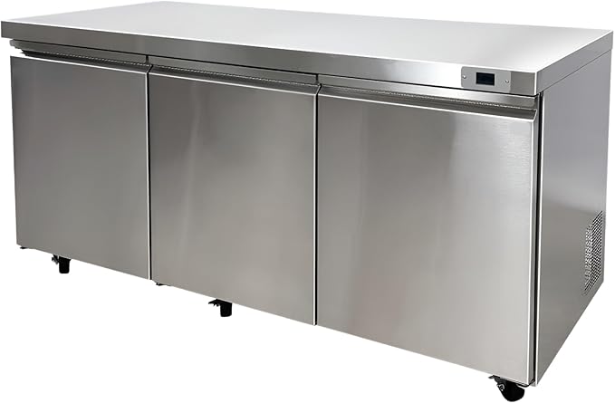 Commercial Undercounter Freezer, ETL 3 Doors, Stainless Steel, 115V/60HZ Restaurant 0°F to -8°F, 72" W 19 Cu. Ft.