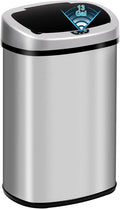 Bigacc Kitchen Trash Can | Stainless Steel 13 Gallon Trash Can | 50L Touch Free Garbage Can with Lid | Electronic Sensor High Capacity Trash Bin for Bathroom Kitchen Office, Silver