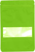 100PCS Foil Pouch Mylar Bags with Clear Window,ULIFESTAR Stand Up Sealable Bags with Tear Notches,Resealable for Food,Party Favors,Gift Packaging etc(10 * 15cm/3.94 * 5.91",Green)
