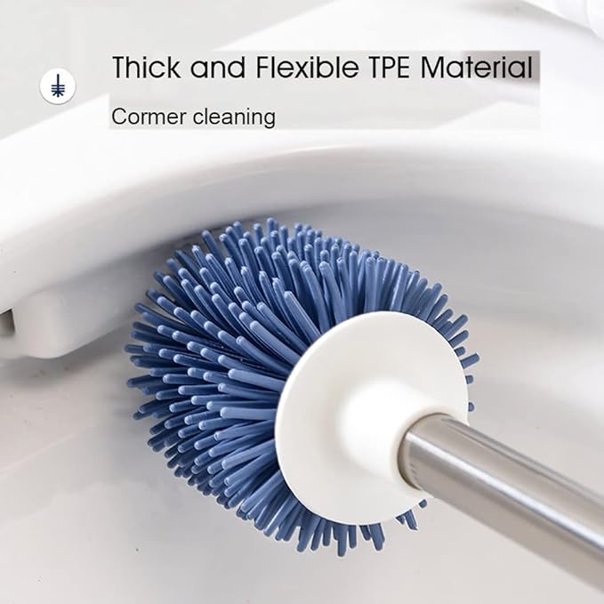 Toilet Brush and Holder Set, Wall-Mounted Floor-Standing Toilet Cleaning Tools with Base Home Cleaning Brush Bathroom Accessories (Color : Gray) (Orange)