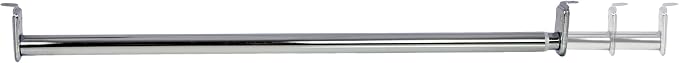 Pemberly Row Adjustable Steel Closet Rod, 30-48 in, Polished Silver Chrome Finish, Durable Heavy Duty Construction, Includes Mounting Hardware, Expandable Hanging Rail for Closet Organization