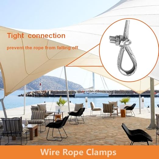 8 Pcs M4 Cable Clamps,Wire Rope Clamp,4 Pcs 5/32" Thimble | Stainless Steel Smooth Rods for Industry, Metal Working Hobbies and DIY Craft