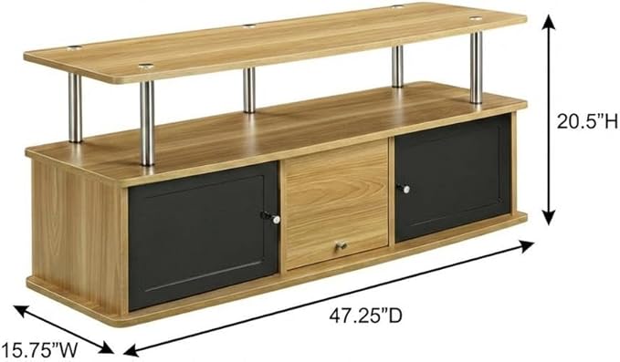 Furnifact Brown TV Stand with 3 Storage Cabinets and Shelf for TVs up to 55 Inches, Particle Board, Modern Style, Durable Construction, Space Saving Design